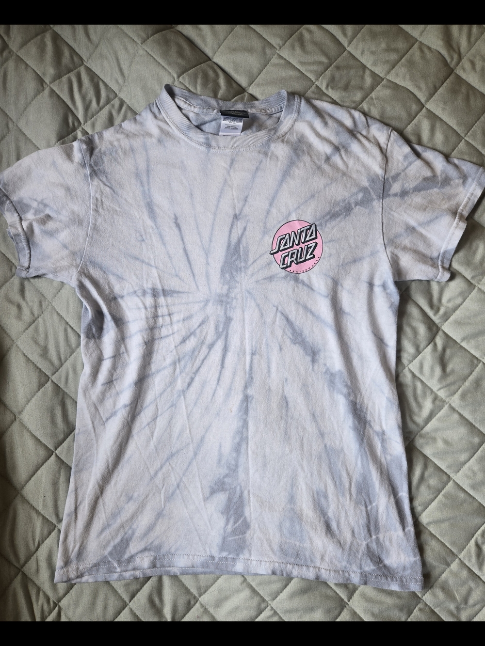 Santa Cruz Skateboards Kids' Tie-Dye Logo Tee in Light Gray & Pink
